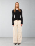 2AM POETRY Contrast Drape-Neck Long-Sleeve Top - view 1