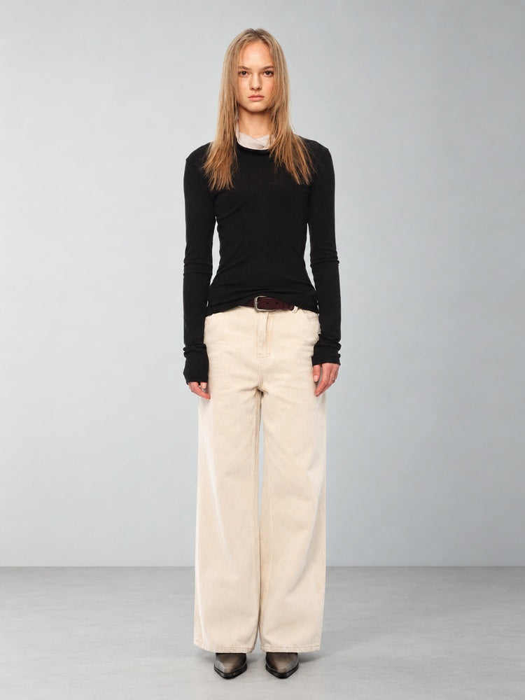 2AM POETRY Contrast Drape-Neck Long-Sleeve Top - view 1