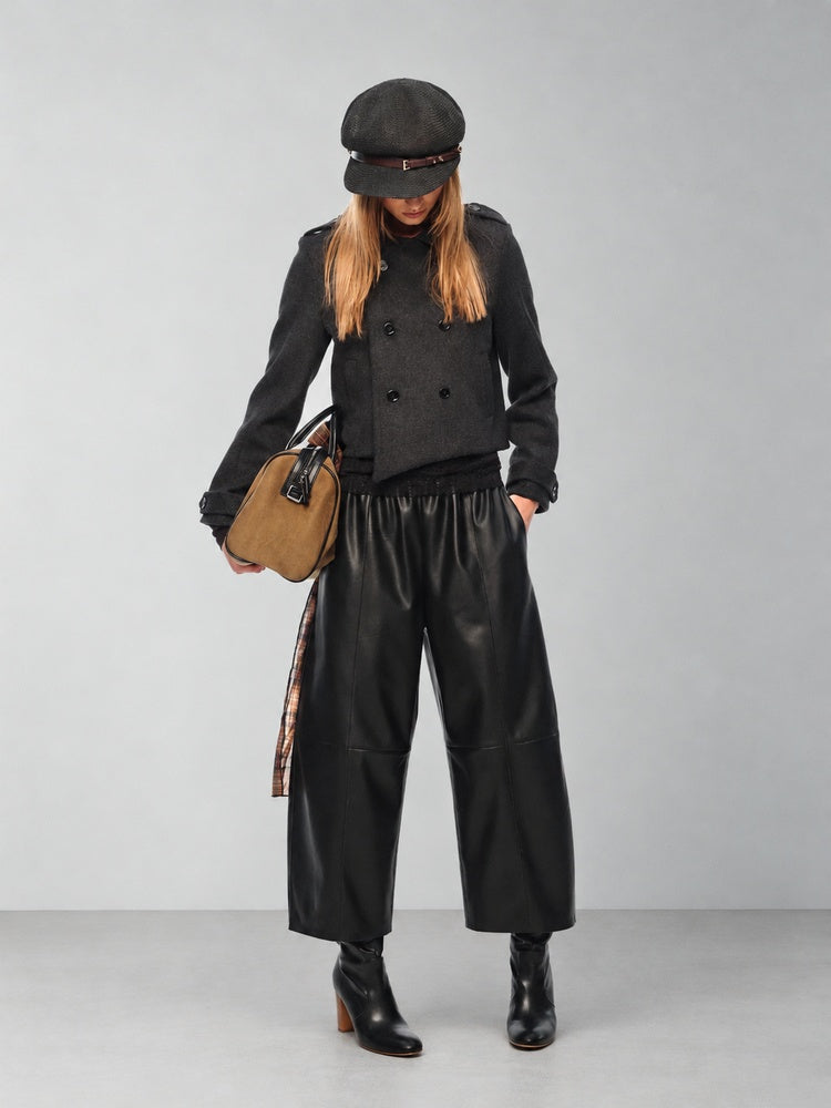 2AM POETRY Faux-Leather Cropped Wide-Leg Pants - view 1