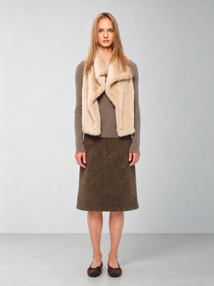 2AM POETRY Faux-Fur Collared Vest - view 1