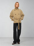 2AM POETRY Cropped Belted Cotton Trench Jacket - view 1