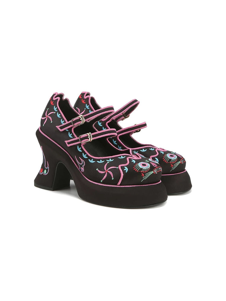 Tiger Head Platform Mary Jane Heels