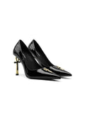 Patent Leather Ankh Symbol Stiletto Pumps 9CM Futuristic Avant-Garde Pointed High Heels