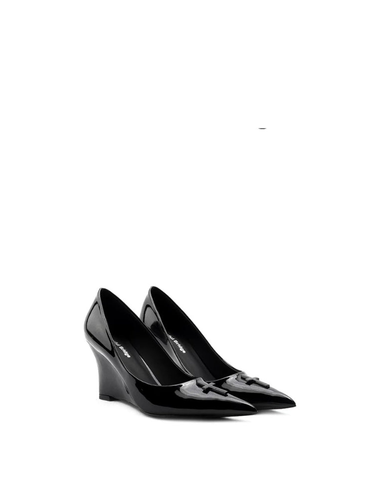 Colorful Bridge Mirror Leather Wedge Heels
