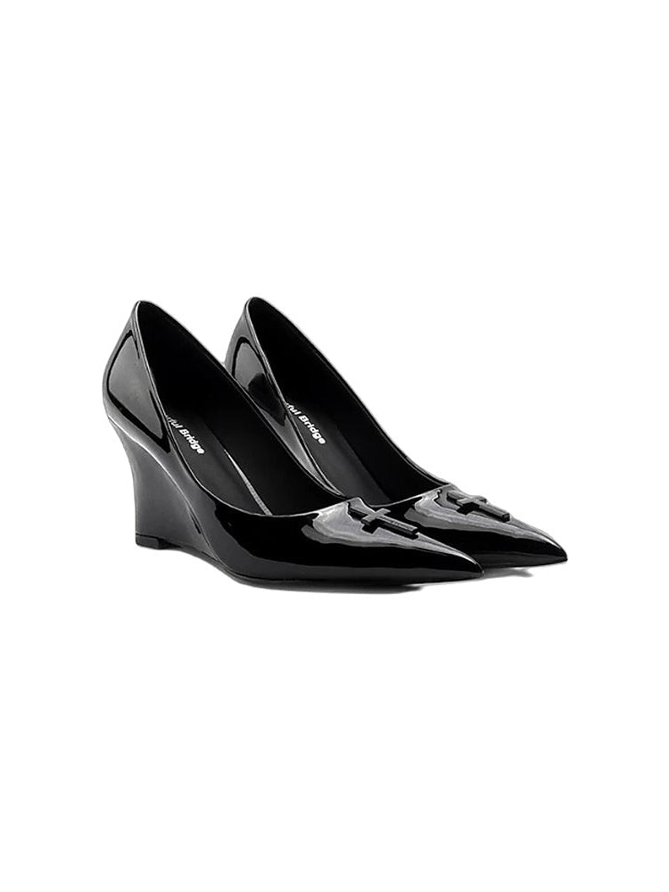 Mirror Leather Wedge Heels