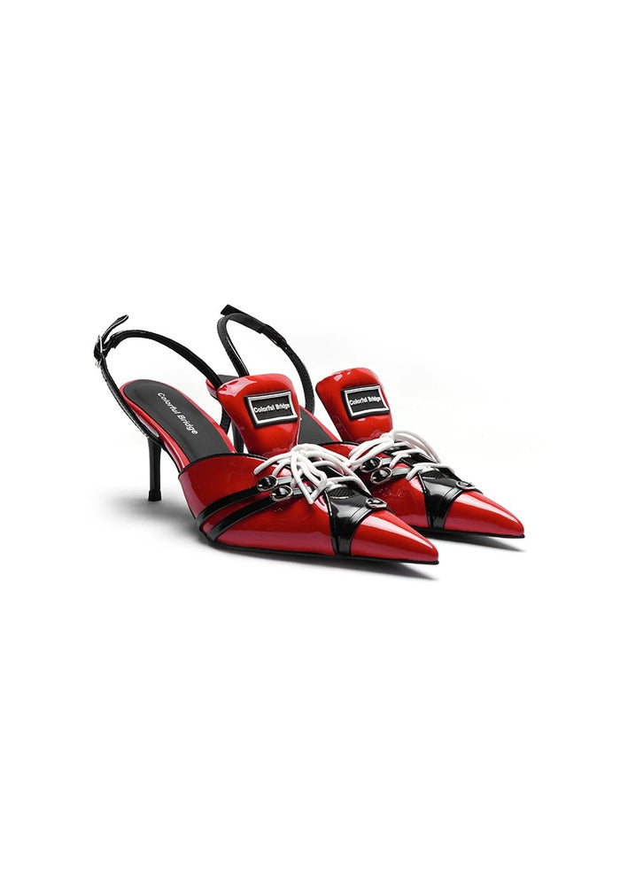 Designer F1-Style High-Heeled Pointed-Toe Sandals