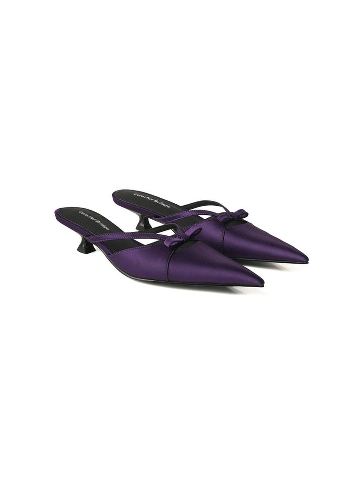 Noctis Purple Bow Kitten Heel Mules