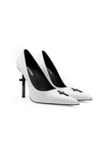 White Calfskin Cross Sculptural Stiletto Pumps 10CM Pointed Toe Designer High Heels