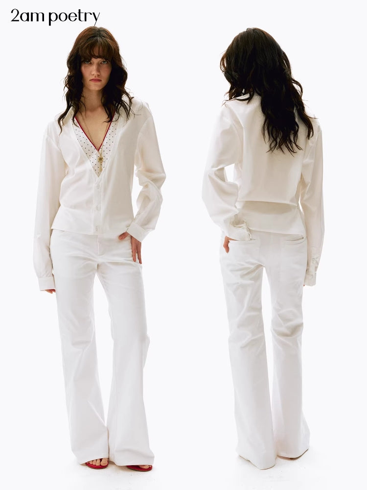 2AM POETRY Relaxed-Fit, Slightly Loose, Mid-Rise, Slightly Flared Straight-Leg Casual Pants