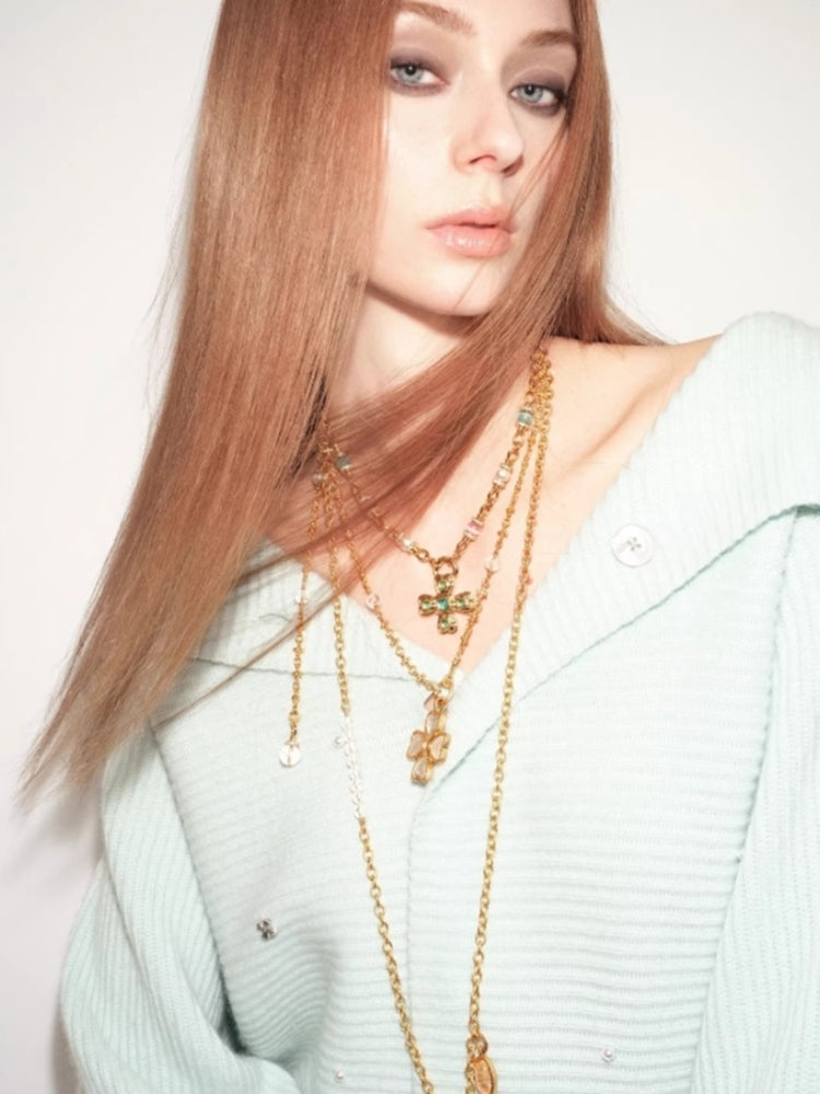 tokokkino “Green Shadow” Cat's Eye Bow Necklace