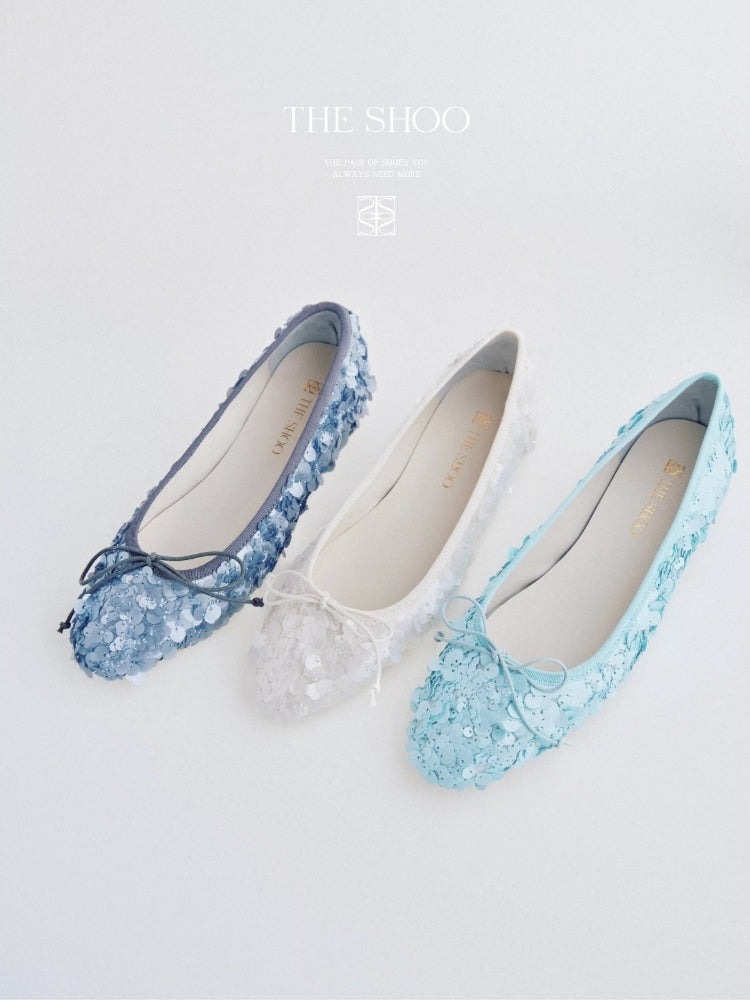 Flat Ballet Flats with Built-in Heel, Three-Color Petal Design, Fairy-Style, Princess-Style, Commuter Slip-Ons