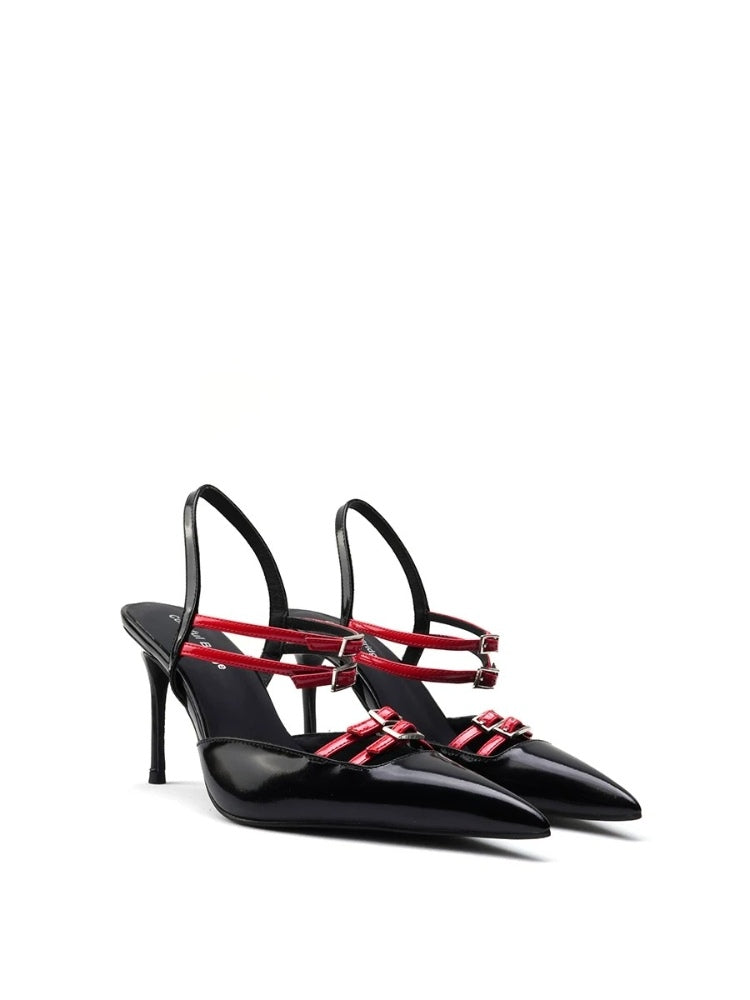 Colorful Bridge Strap & Pin Buckle Combination High Heels