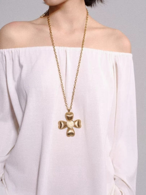 Brushed Cream Bow Necklace