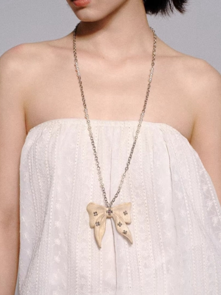 TOKOKKINO Wooden Bow Logo Long Necklace
