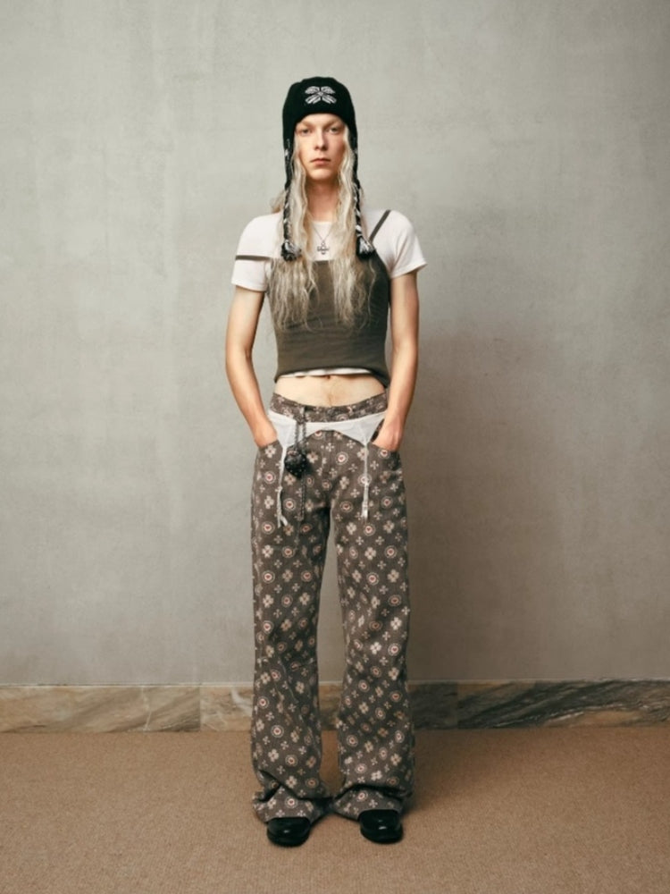 Tokokkino Low-Rise Vintage-Print Jeans