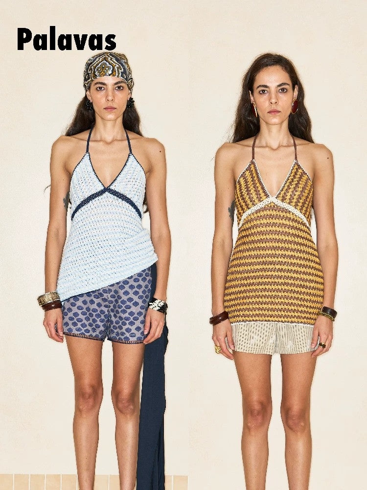 Gypsy Wanderlust Neck-Wear Top: A Stylish, Niche-Market, Lightweight Patchwork Spaghetti-Strap Top