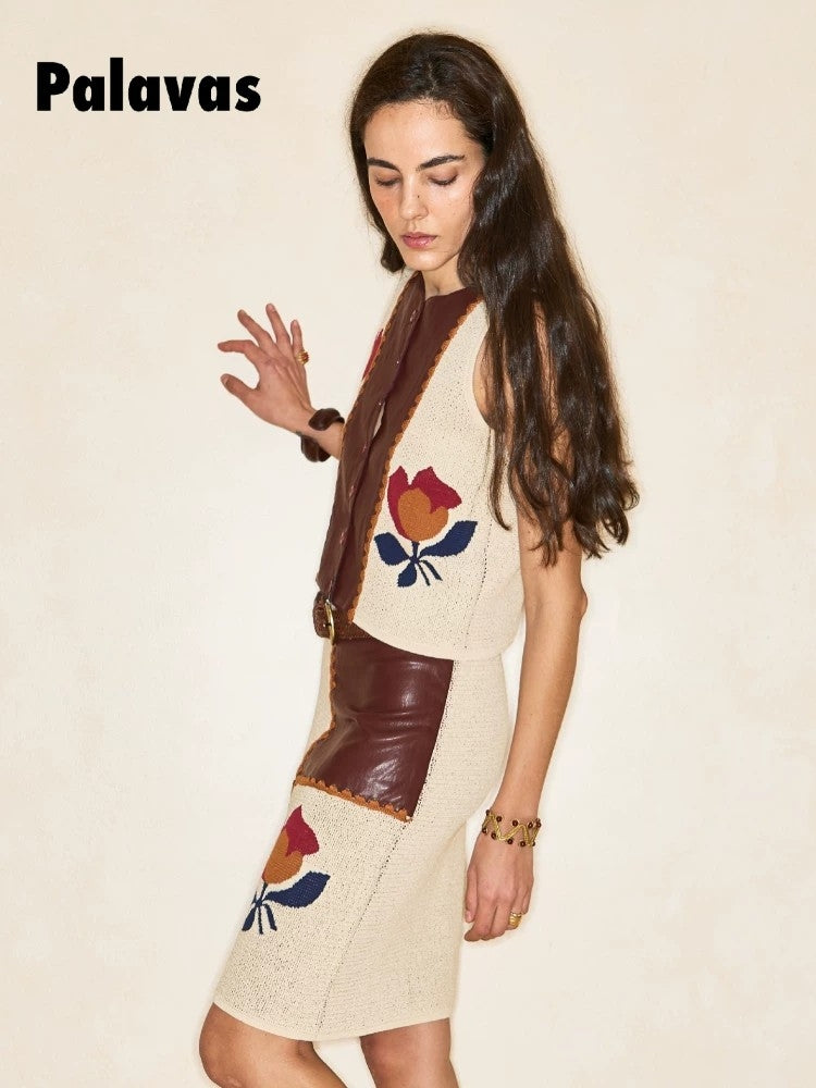 Iberian Courtyard Mix-and-Match Set: Boho-Style Waistcoat and Skirt