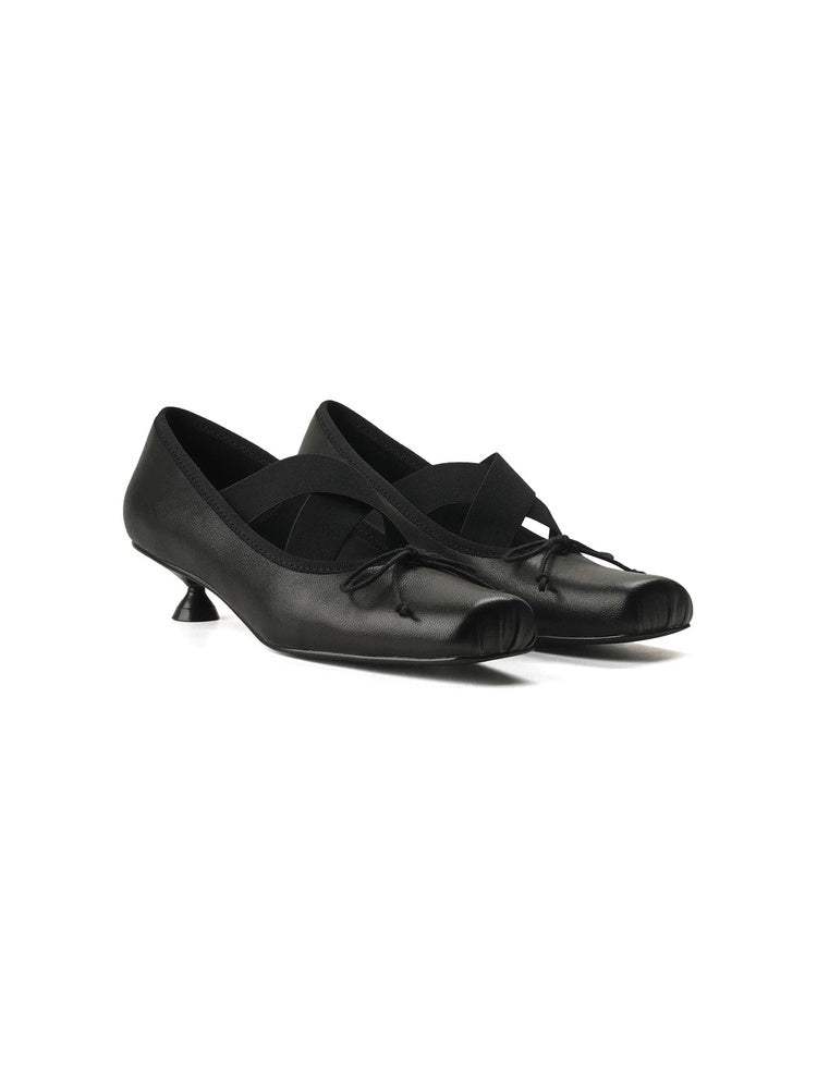 String Veil Strap Kitten Heel Pumps