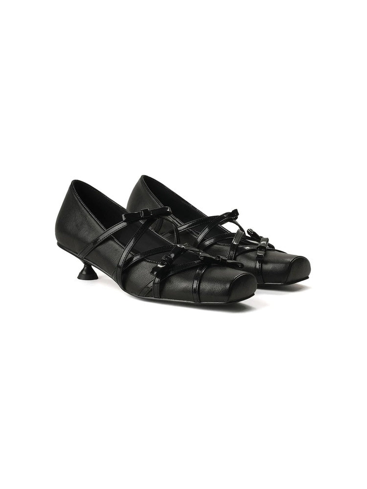 Interlace Lace-Up Kitten Heel Pumps
