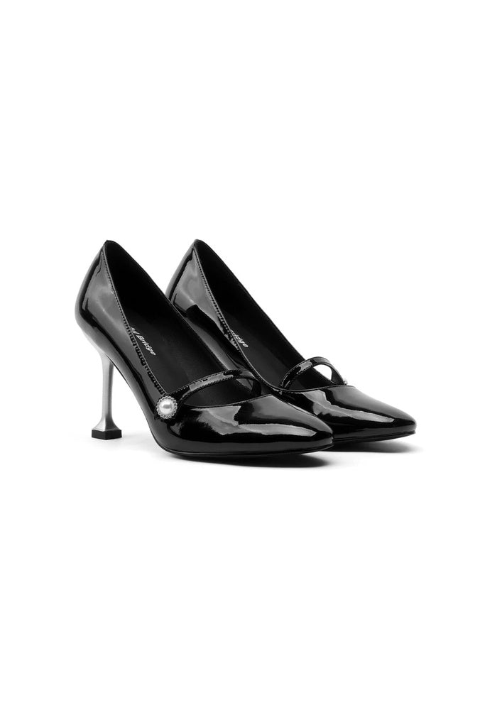 Pearl Mary Jane Stiletto Pumps 8.5CM Minimalist Avant-Garde Round Toe Heels