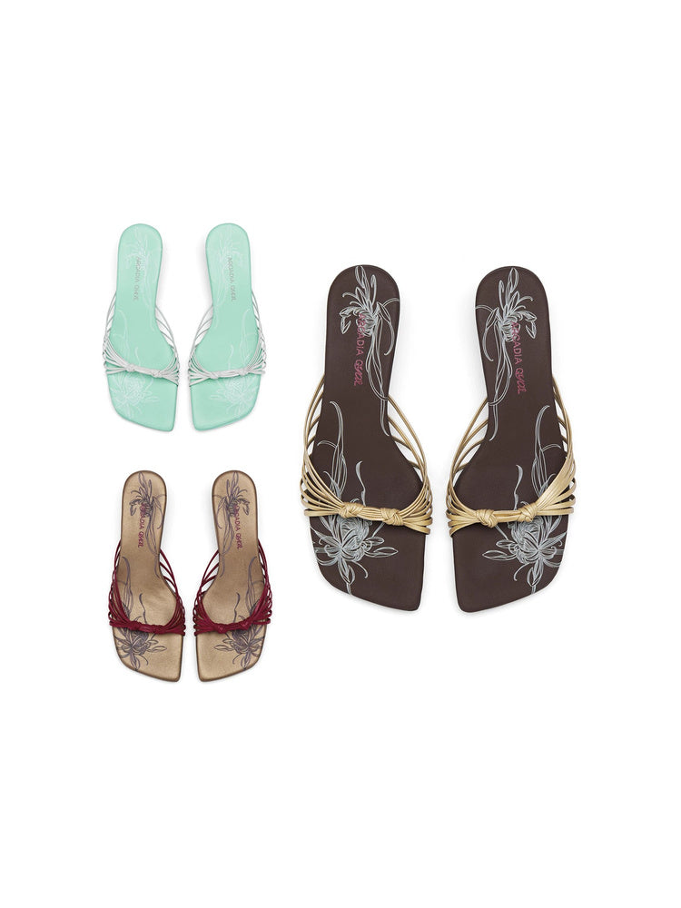 Chinese Floral Platform Slingback Sandals
