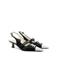 Canvas Slingback Pumps 4.5CM Mini Sculpted Kitten Heel Sporty Pointed Toe Avant-Garde Mules