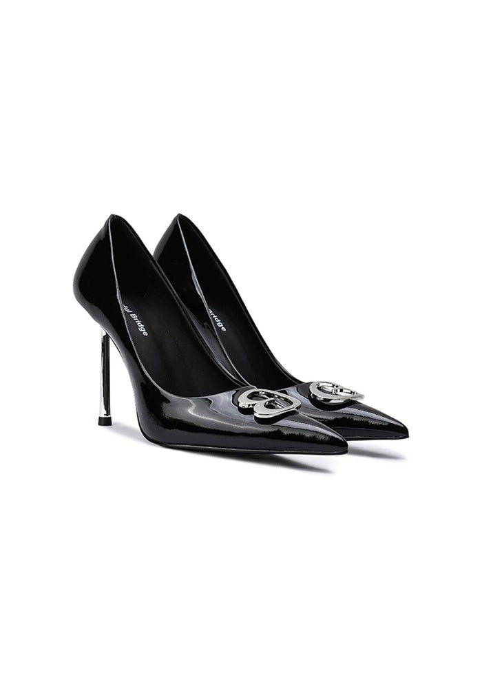 Pointed Toe Stiletto Pumps 10CM Metal Butterfly Blade Ornament Avant-Garde Designer High Heels