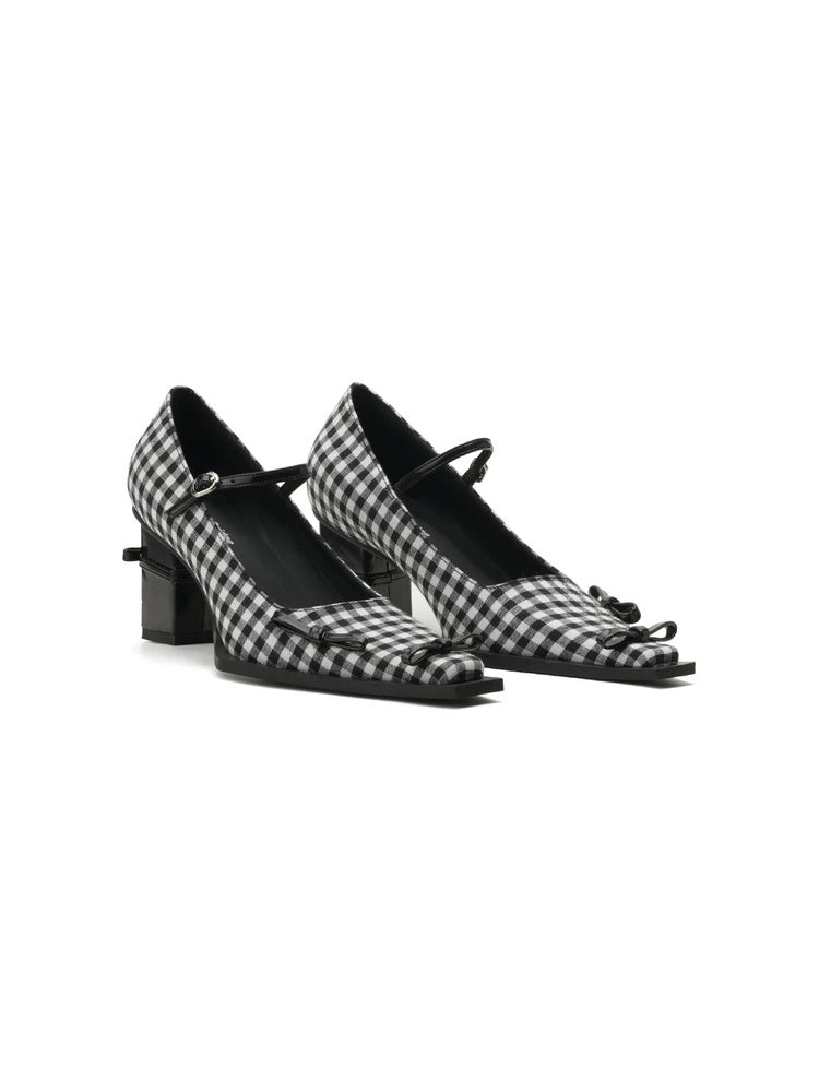 Prelude Gingham Mary Jane Block Heel Pumps
