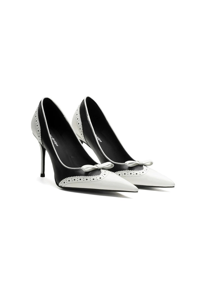 Brogue Stiletto Pumps 8.5CM Vintage Two-Tone Pointed Toe High Heels