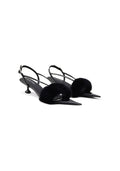 "Velvetclaw" Mink Fur Pointed Toe Slingback Sandals 4.5CM Sculpted Kitten Heel Avant-Garde Party Mules