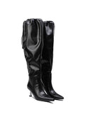 "Nightveil" Matte Leather Drawstring Knee-High Stiletto Boots 6.5CM Sculpted Heel Avant-Garde Pointed Tall Boots
