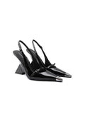 Patent Leather Slingback Pumps 10CM Geometric Triangle Sculpted Wedge Heel Metal Point Cap Avant-Garde Mary Jane Heels
