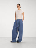 DPERCENT Asymmetric Draped Cap-Sleeve T-Shirt