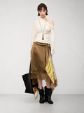 DPERCENT Asymmetric Off-Shoulder Draped Long-Sleeve Top