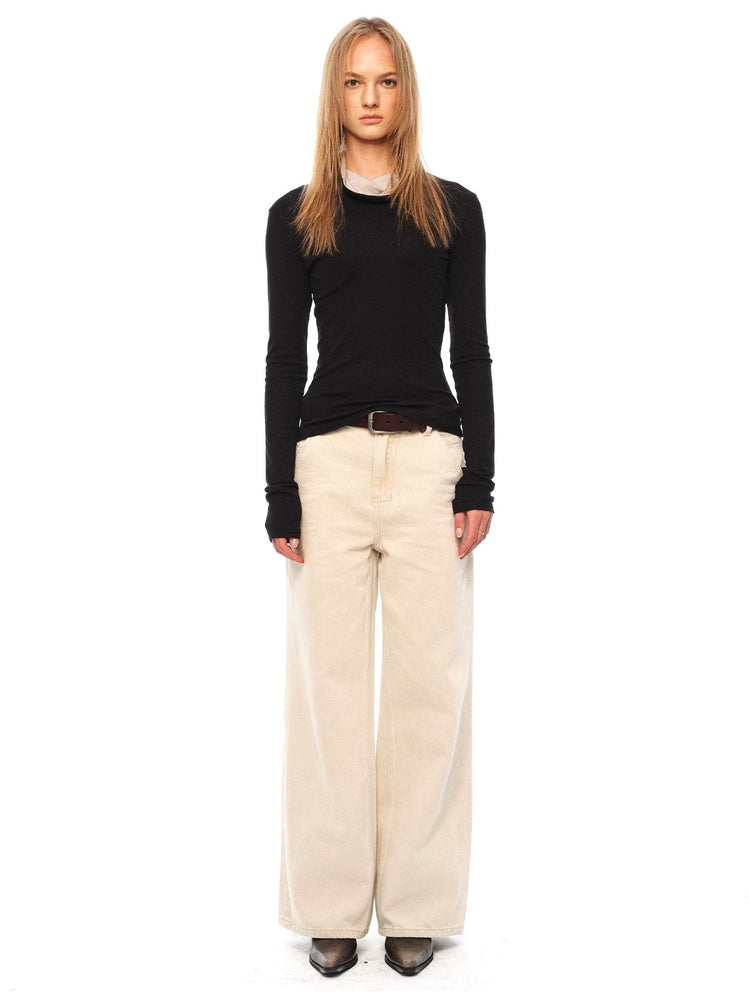 2AM POETRY Contrast Drape-Neck Long-Sleeve Top - view 2