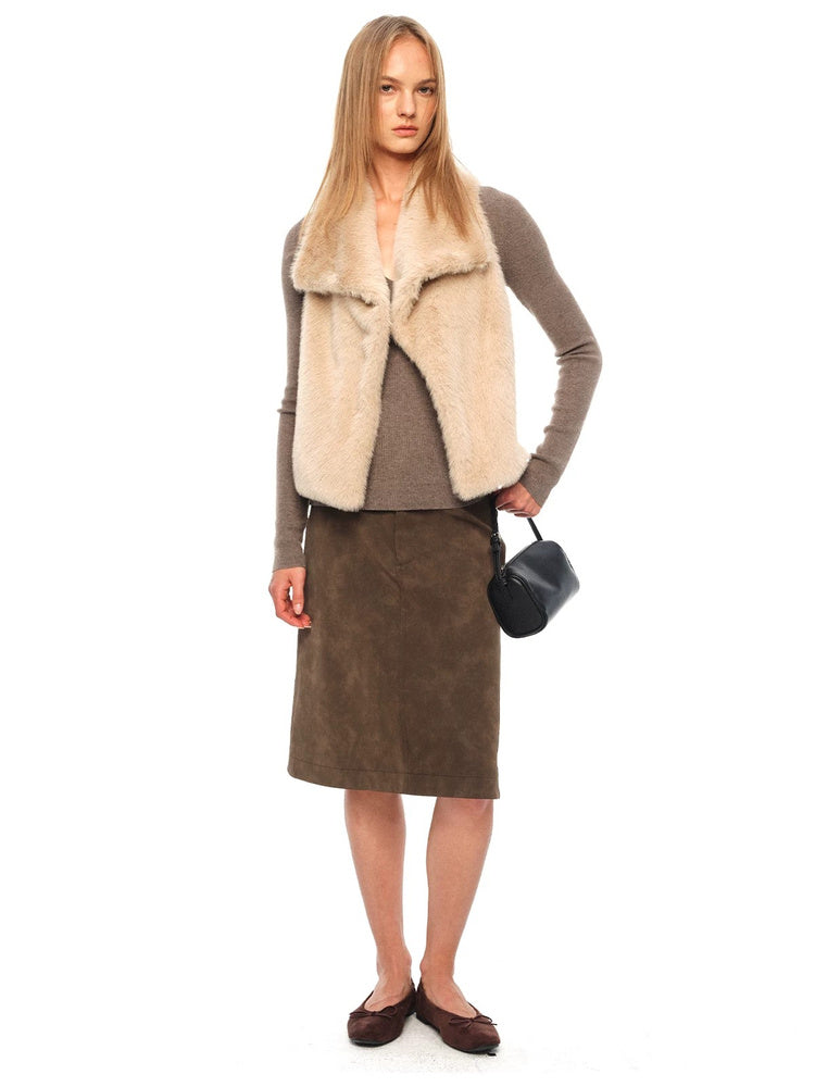 2AM POETRY Suede-Effect Knee-Length Skirt - view 2