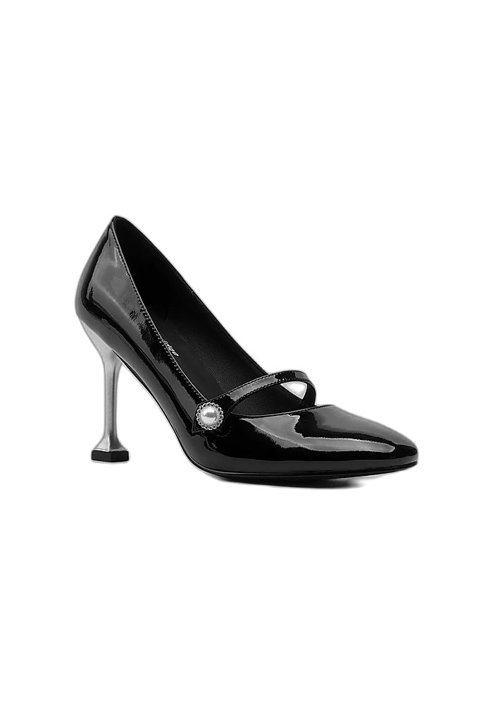 Pearl Mary Jane Stiletto Pumps 8.5CM Minimalist Avant-Garde Round Toe Heels