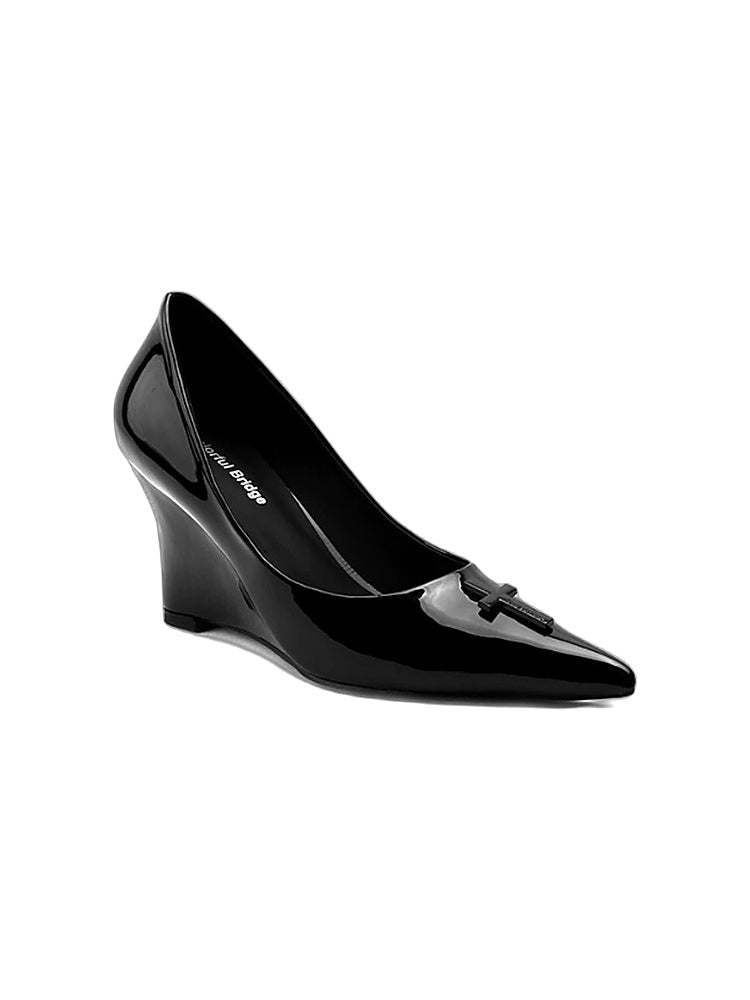 Mirror Leather Wedge Heels