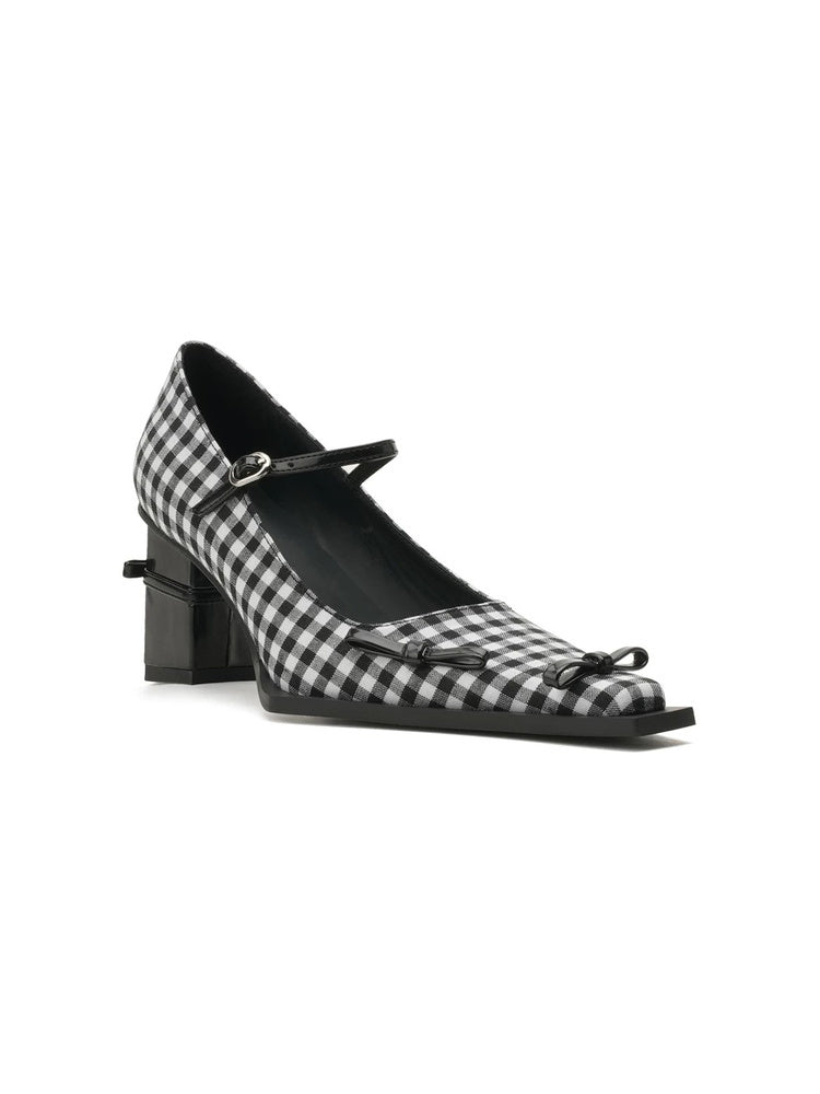 Prelude Gingham Mary Jane Block Heel Pumps