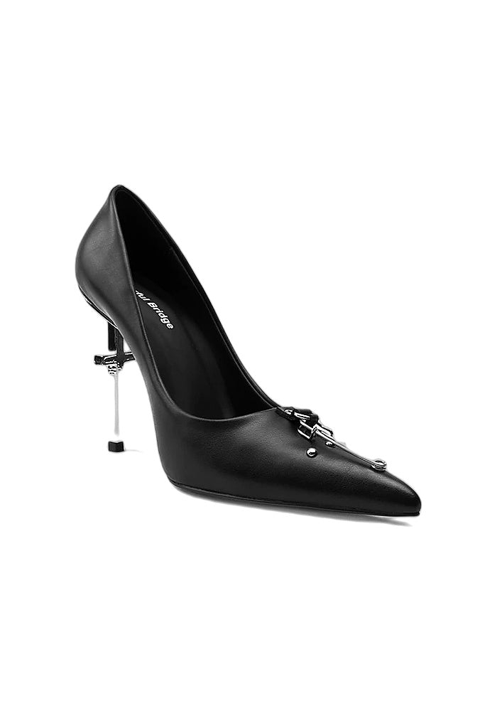 Women's High-Heeled Shoes with Cross-Motif Rivet Brooch Set