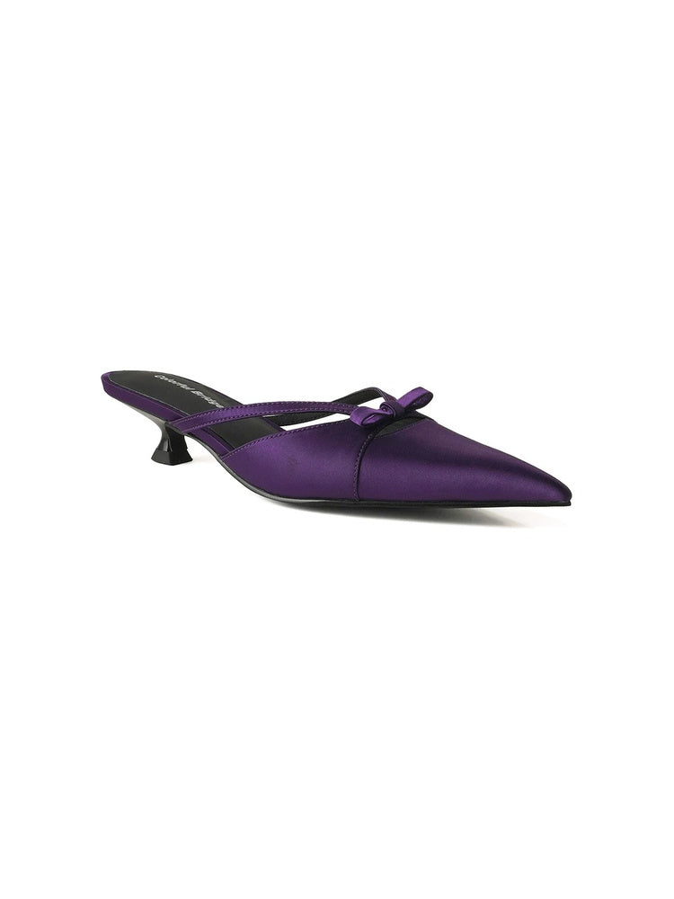 Noctis Purple Bow Kitten Heel Mules