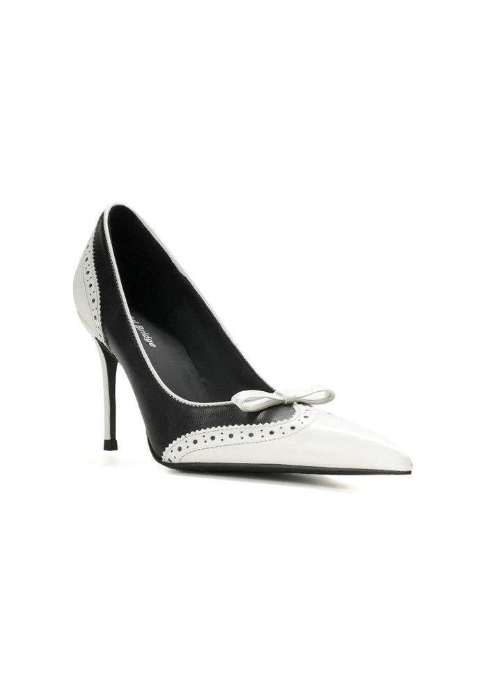 Brogue Stiletto Pumps 8.5CM Vintage Two-Tone Pointed Toe High Heels