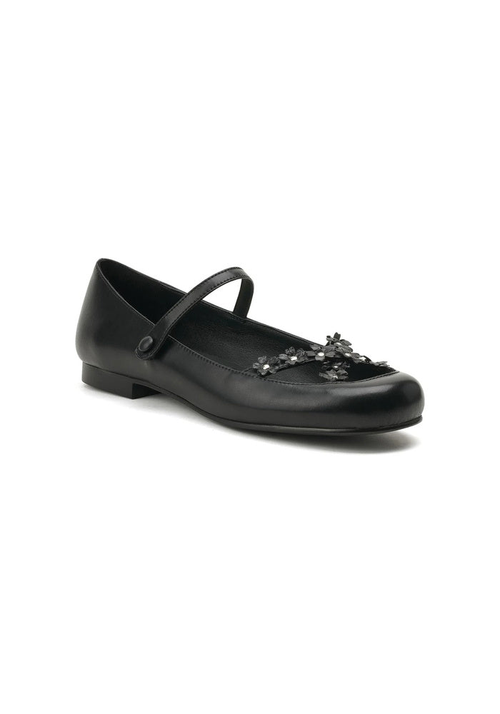 Leather 3D Floral Mary Jane Flat Shoes 1.5CM Minimalist Vintage Ballet Flats