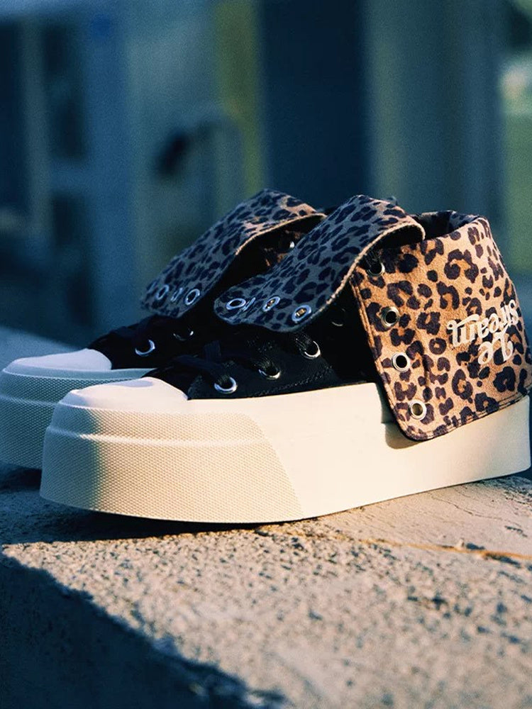 LeStream Leopard Fold-Over Platform High-Top Canvas Sneakers | OZA813-1012825720314-03