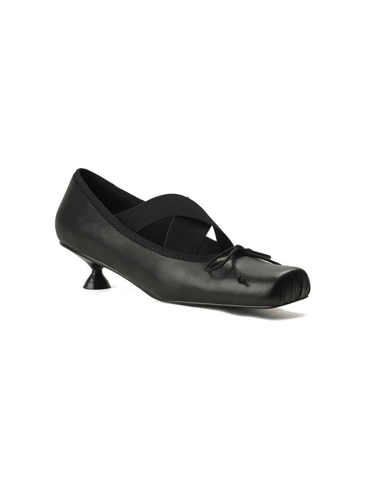 String Veil Strap Kitten Heel Pumps