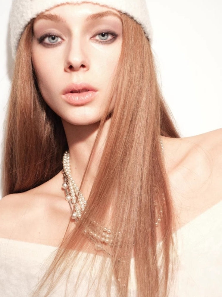 tokokkino “Pearl Trails” Multi-Layer Pearl Bow Necklace Set