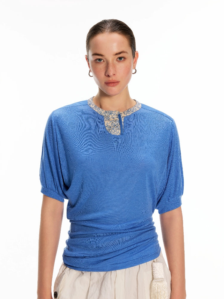 Dpercent Asymmetrical-Pocket, Textured Silk-Like, 7/8-Length, Wide-Leg, Relaxed-Fit, Stretch-Waist, Balloon Pants