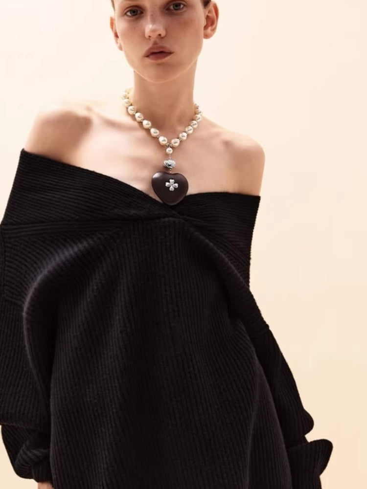 Tokokkino Pearl Ebony Heart Necklace
