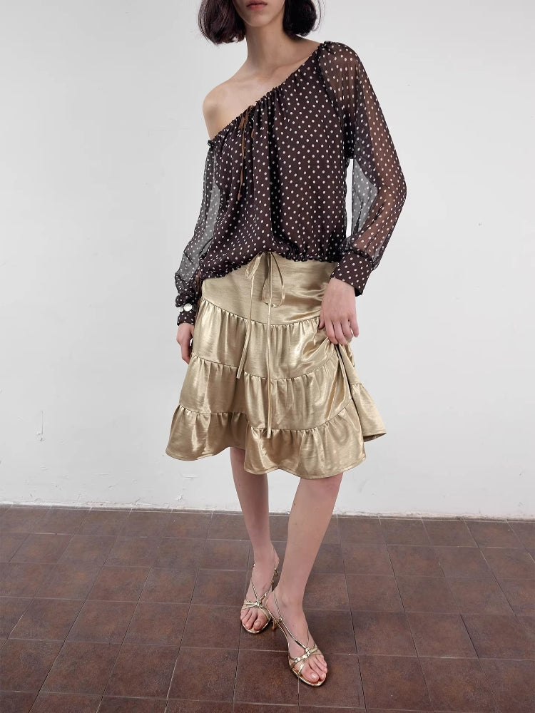 2AM POETRY Polka Dot Shirt: Versatile Long-Sleeve T-Shirt with Tie-Front