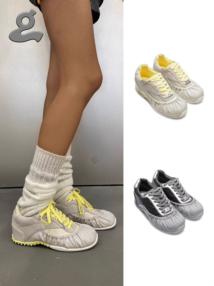 GRAPE New Colour-Blocked Pleated Pocket-Detail Trainers: Sports Shoes, Commuter and Casual Shoes